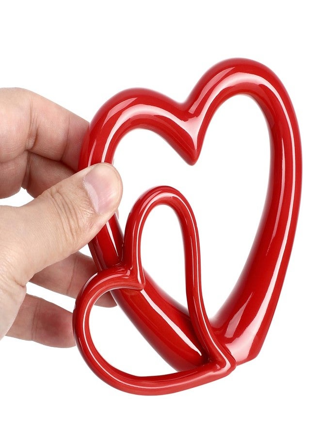 أموسفون تمثال قلب أحمر من أموسفن، مصنوع من السيراميك، يُستخدم كزينة لحفلات الزفاف والذكرى السنوية وعيد الأم، أو لتزيين المنزل والمكتب. - Image 5