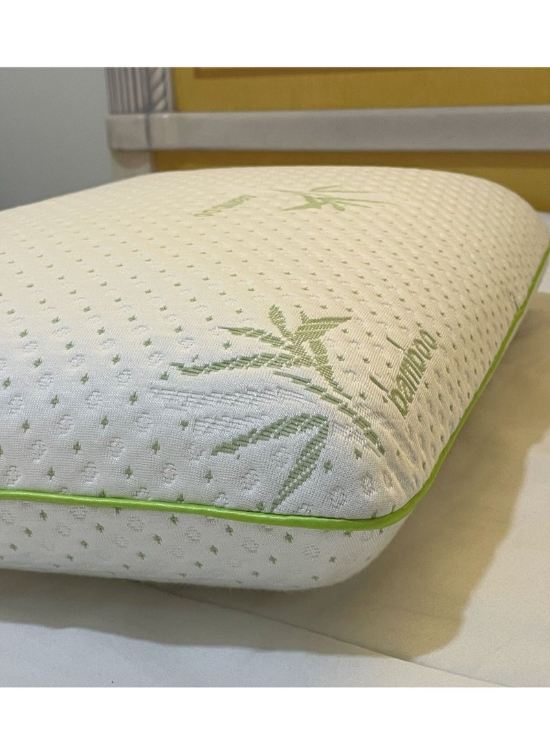 MAXQON Set Of 2-Bamboo Memory Foam Pillow With Removable Bamboo Rayon Cover - Hypoallergenic & Breathable- 60x40x13cm  - Image 4