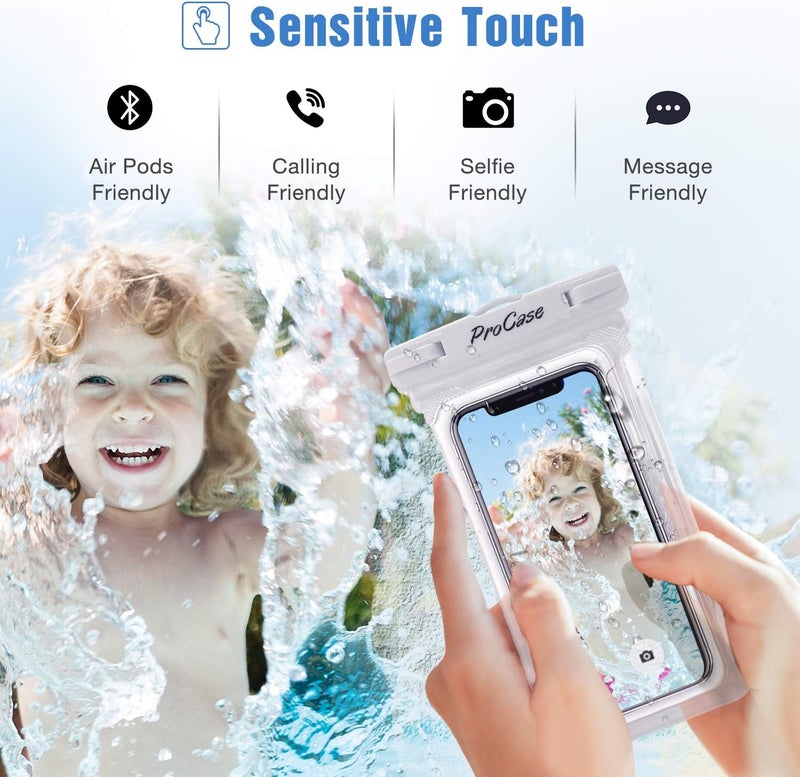 Procase 2 Pack Waterproof Phone Pouch, Underwater Phone Case Up to 7", Dry Bag for iPhone 17 Air 16 15 14 13 Pro Plus Max, Galaxy S24 S23 S22 Ultra Pixel, Beach Essentials -White & Black - Image 4