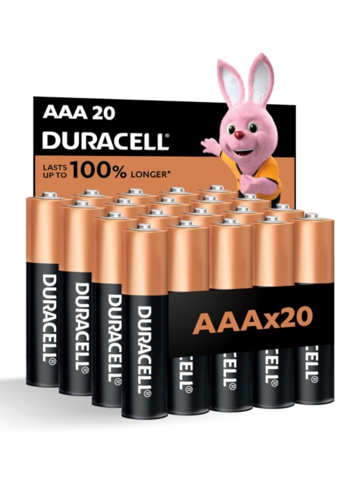 دوراسيل بطاريات دوراسيل القلوية AAA 1.5 فولت LR03 / MN2400 ذات قوة تدوم طويلاً، عبوة من 20 بطاريات، مدة صلاحية تصل إلى 10 سنوات - تدوم حتى 100% لفترة أطول
