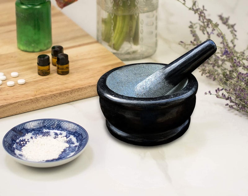 AZKAR Pure Granite Stone and Mortar and Pestle Set 6 inch Big Size - Image 1
