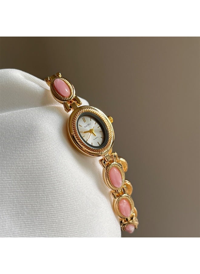 NAIDU Retro Palace-Style Jade Oval Small Dial Bracelet Watch for Women - Image 2