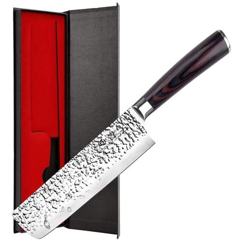 imarku Nakiri Knife, Razor Sharp 7 Inch Multipurpose Vegetable Japanese Chef Knife, High Carbon Stainless Steel Meat Cleaver, Gyutou Knife with Ergonomic Handle, Fathers Day Gift for Dad - Image 1