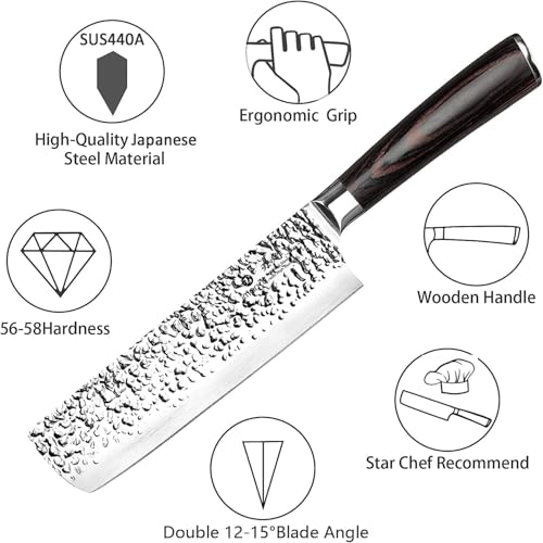 imarku Nakiri Knife, Razor Sharp 7 Inch Multipurpose Vegetable Japanese Chef Knife, High Carbon Stainless Steel Meat Cleaver, Gyutou Knife with Ergonomic Handle, Fathers Day Gift for Dad - Image 2
