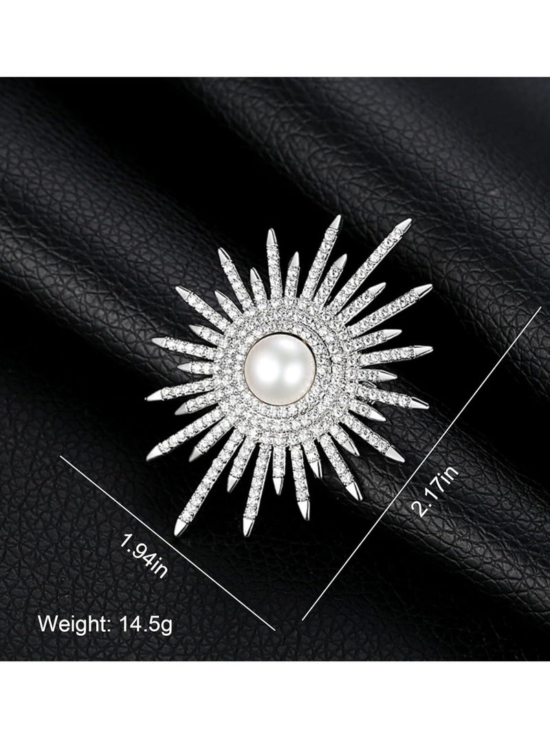 Sunflower Brooch Pin, Pearl Brooch for Women, Sunflower Pearl Rhinestone Brooch Pin for Clothes Lapel Badge, Backpacks, Hats - Image 5
