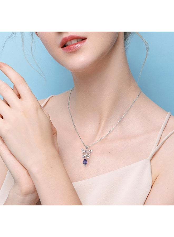 AI-FVMAX A Necklace From Veya, Crafted From Genuine 925 Sterling Silver, Featuring A Butterfly-Inspired Design Symbolizing Beauty And Freedom, With A Sparkling Purple Gemstone That Adds A Touch Of Feminine Grace And Vitality. ✨ Comes In A Luxury Package That Reflects The Beauty Of The Piece And The Quality Of The Brand - Image 4