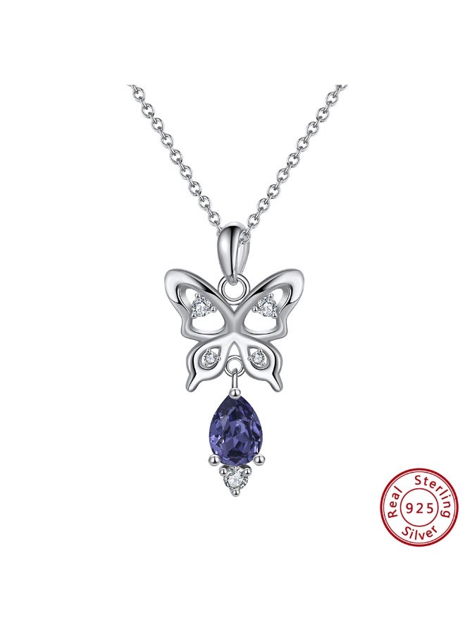 AI-FVMAX A Necklace From Veya, Crafted From Genuine 925 Sterling Silver, Featuring A Butterfly-Inspired Design Symbolizing Beauty And Freedom, With A Sparkling Purple Gemstone That Adds A Touch Of Feminine Grace And Vitality. ✨ Comes In A Luxury Package That Reflects The Beauty Of The Piece And The Quality Of The Brand - Image 3