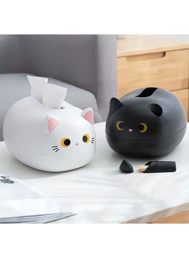 White Cat Tissue Box Holder Decorative Home Decor For Kitchen Living Room Bathroom - Image 2