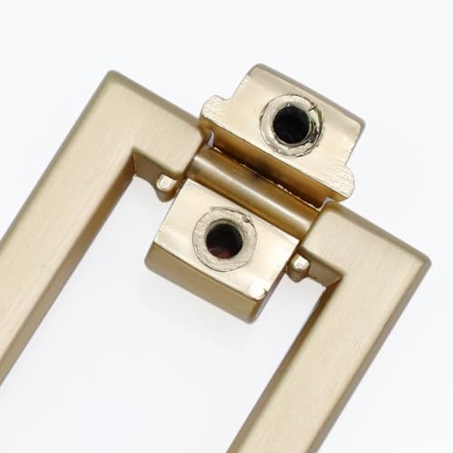Woogim 4PCS Square Cabinet Pulls, Double Hole Gold Drawer Handles for Dresser Closet Cupboard Furniture Hardware, Modern Kitchen & Bathroom Drawer Knobs - Image 3