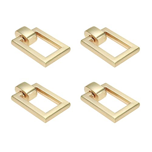Woogim 4PCS Square Cabinet Pulls, Double Hole Gold Drawer Handles for Dresser Closet Cupboard Furniture Hardware, Modern Kitchen & Bathroom Drawer Knobs - Image 1