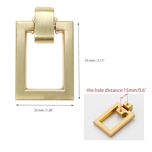 Woogim 4PCS Square Cabinet Pulls, Double Hole Gold Drawer Handles for Dresser Closet Cupboard Furniture Hardware, Modern Kitchen & Bathroom Drawer Knobs - Image 2