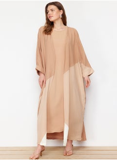 trendyol Camel Color Blocked Long Woven Cap & Ferace TCTSS24KF00002  - Image 2