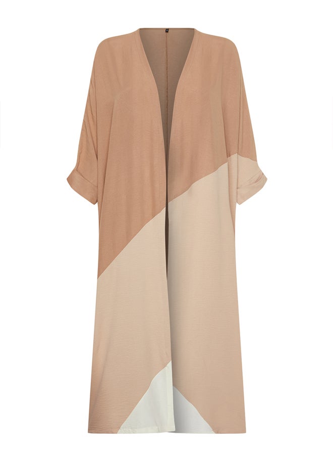 trendyol - Camel Color Blocked Long Woven Cap & Ferace TCTSS24KF00002 - Image 1