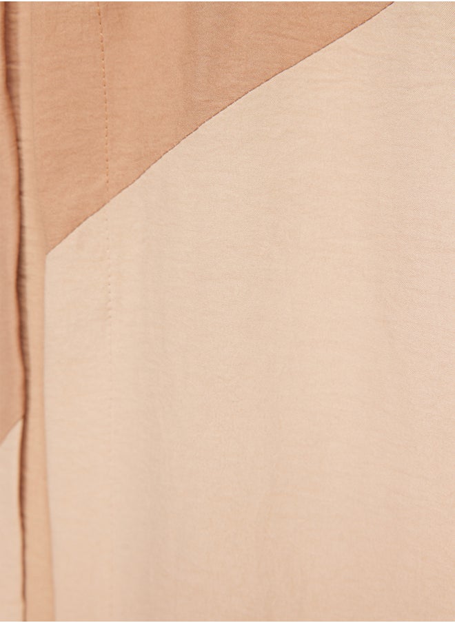 trendyol - Camel Color Blocked Long Woven Cap & Ferace TCTSS24KF00002 - Image 1