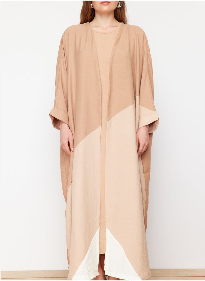trendyol - Camel Color Blocked Long Woven Cap & Ferace TCTSS24KF00002 - Image 1