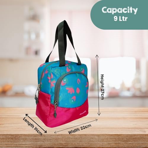 AMARY Lunch Bag – Insulated Interior | Easy to Carry Handle | Zipper Closure for Secure Storage | Lightweight and Durable Design | Ideal for School or Travel (Leaf - Pink) - Image 4