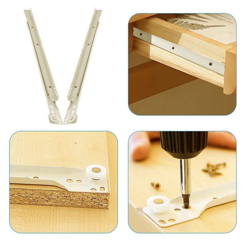 2pcs 12 Inch Side Mount Drawer Slides Cabinet Rails Roller Wheels for Furniture Drawers and Keyboard Tray - Image 4