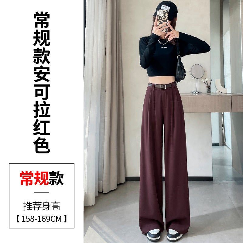 Ancora Red High-End Suit Wide-Leg Pants Women'S Autumn New High Waist Dummy Casual Straight Pants For Small Men - Image 1