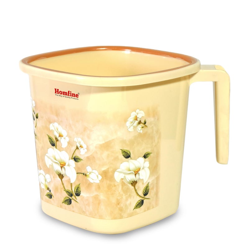 Homfine Pack of 4 Printed Square Bath Mug 1.5 litre/1500ml BPA Free Plastic for Multipurpose use in Home, Kitche, Office, Bathroom (Grey. Cream) - Image 4