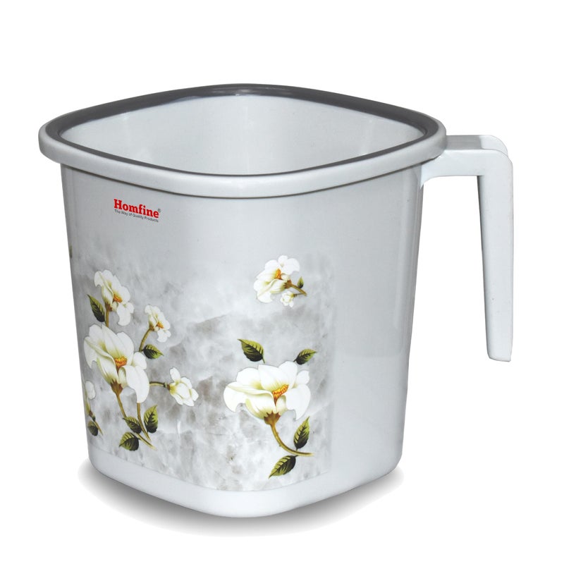 Homfine Pack of 4 Printed Square Bath Mug 1.5 litre/1500ml BPA Free Plastic for Multipurpose use in Home, Kitche, Office, Bathroom (Grey. Cream) - Image 5