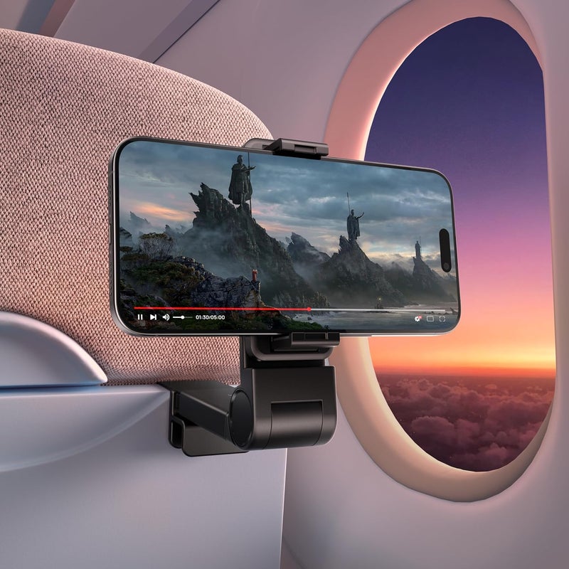 JSAUX Airplane Travel Essentials, Airplane Phone Holder, 360 Degree Rotation Plane Phone Holder, Universal in Flight Airplane Phone Mount, Travel Essentials for Flying - Image 1