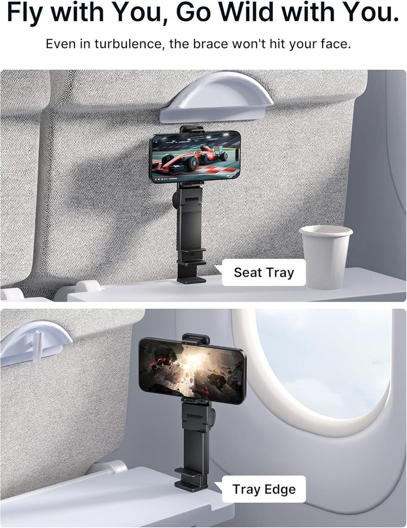 JSAUX Airplane Travel Essentials, Airplane Phone Holder, 360 Degree Rotation Plane Phone Holder, Universal in Flight Airplane Phone Mount, Travel Essentials for Flying - Image 3