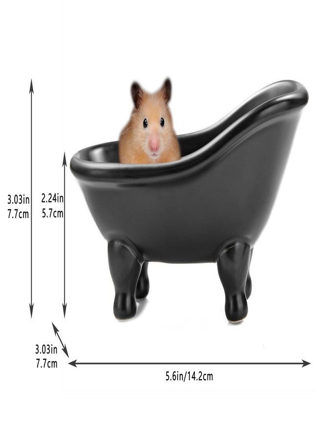 dodococa 1piece 5.6" Black Ceramic Mini Bathtub Soap Dish Small Planter Makeup Organizer Container Hamster Bathtub (Black) - Image 5