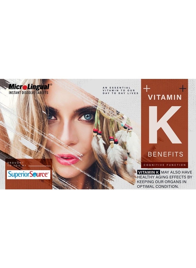 Superior Source Triple K, 3-in-1 Formula, MK-4 500 mcg, MK-7 50 mcg, K1 500 mcg, Quick Dissolve Sublingual Tablets, 30 Count, Healthy Bones and Arteries, Immune & Cardiovascular Support, Non-GMO - Image 2