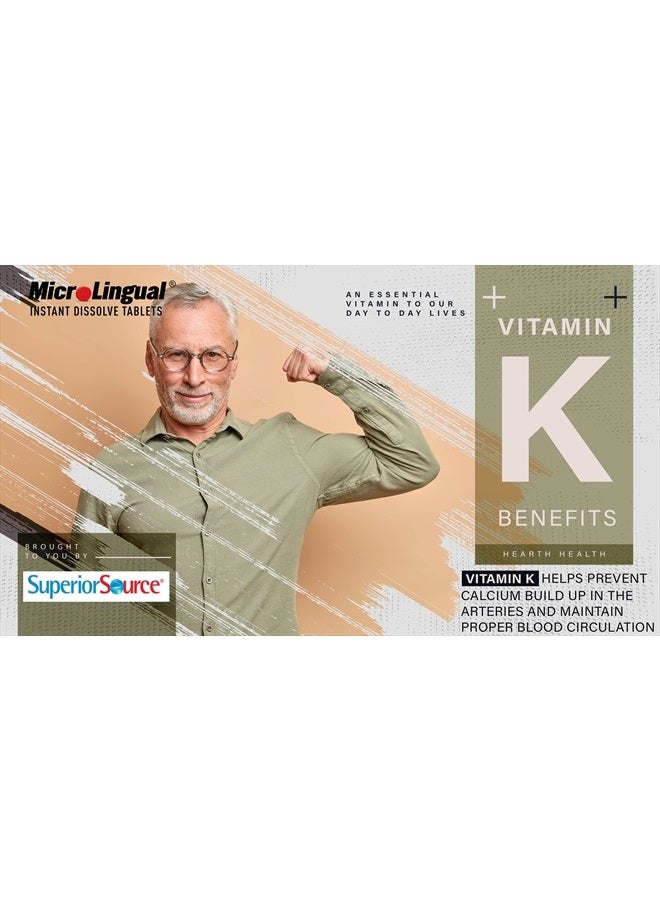 Superior Source Triple K, 3-in-1 Formula, MK-4 500 mcg, MK-7 50 mcg, K1 500 mcg, Quick Dissolve Sublingual Tablets, 30 Count, Healthy Bones and Arteries, Immune & Cardiovascular Support, Non-GMO - Image 5