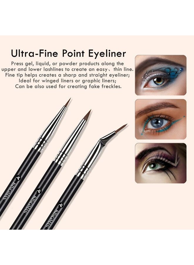 KingMas 7pcs Eyeliner Brush Set, Angled Flat Gel Eye Liner Makeup Brushes, Ultra Thin Liner Brush, Fine Point Eyeliner Brushes for Women Girls - Image 3