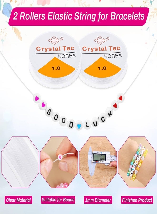 أوداب مجموعة أوداب لصنع المجوهرات: 2000 حبة لؤلؤ مستديرة 6 مم (28 لونًا) مع 1300 حبة خرز حروف - Image 5