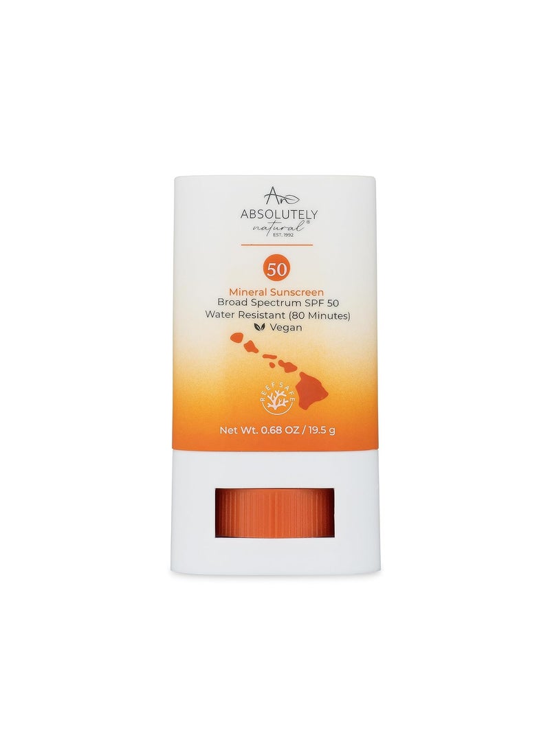 Absolutely Natural - SPF 50 Mineral Sunscreen Stick with Rose Hips Oil, Cruelty Free and Reef Safe, Vegan Blend for Face and Body, Made in USA - Image 1