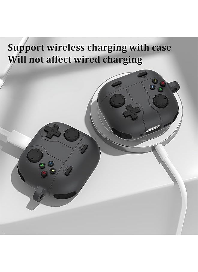 erorex - Cute Case Compatible With Airpods 4 With Active Noise Cancellation With Keychain Cartoon Anime Game Console Funny Soft Silicone Shockproof Wireless Charging Case Black - Image 1