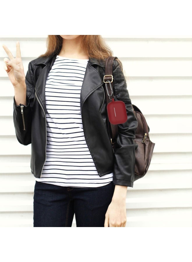 سزوكست متوافق مع AirPods Pro 3 غطاء الحافظة حافظة AirPods Pro للنساء والرجال، حافظة واقية من السيليكون الناعم لـ Airpods Pro 3 الجيل 2025 مع سلسلة مفاتيح LED أمامية مرئية تأتي مع قلم تنظيف أحمر بورجوندي - Image 4