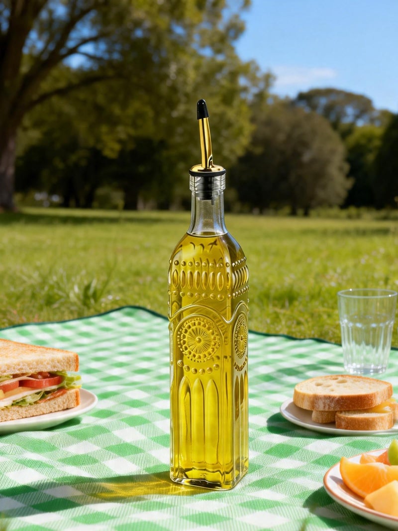Ruiao 2 Pcs Olive Oil Dispenser Bottle for Kitchen,17oz Clear Glass Cooking Oil and Vinegar Dispenser Set, Coffee Syrup Dispenser with 2 Pourers and 1 Funnel (Two squares) - Image 5