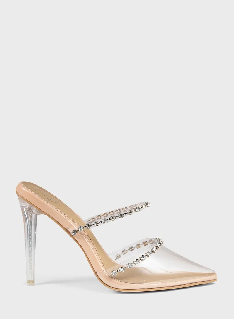 Missguided Clear Strap Detail Heeled Mules