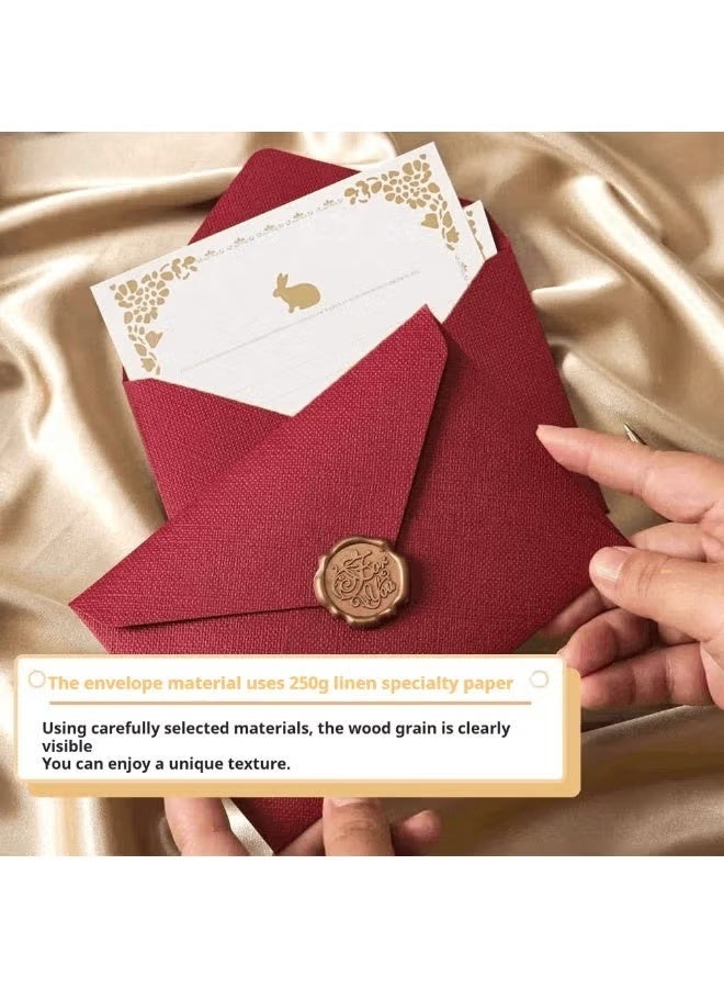HPRT Greeting Card Envelopes, 32PCS Vintage Letter Writing Set With 6 Wine Red Envelopes, 20 Writing Papers And 6 Wax Seal Stickers For Letters, Wedding Invitations, Gift Notes (16.5 × 11 cm) - Image 3