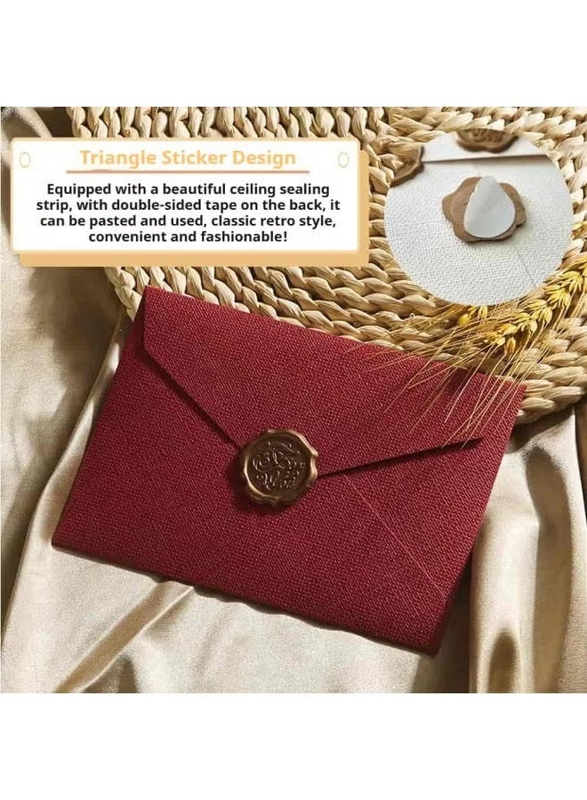 HPRT Greeting Card Envelopes, 32PCS Vintage Letter Writing Set With 6 Wine Red Envelopes, 20 Writing Papers And 6 Wax Seal Stickers For Letters, Wedding Invitations, Gift Notes (16.5 × 11 cm) - Image 4