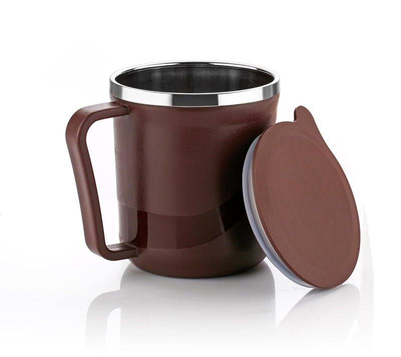OLMARTT KITCHENWARE Insulated Stainless Steel Coffee Mug with Lid – 300ml Double Wall Tea & Milk Mug – Stylish, Leakproof, Drinkware Gift (1 Pc, Brown) - Image 5