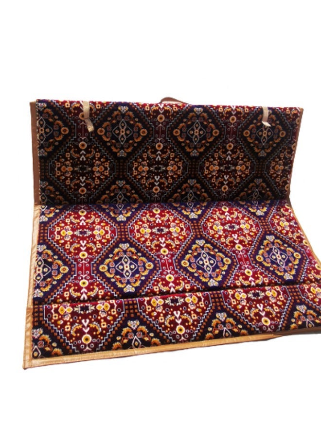 كادي ون مجموعة جلوس أرضية تراثية مكونة من 9 قطع مناسبة للسفر والرحلات البرية والحديقة , طقم فرشة تخييم ارضية مع اربع مراكى و 4 كراسي بمقاس 120 سم وبساط من القماش عالي الجودة بمقاس 2*2 متر يكفي ل 8 أشخاص - Image 2