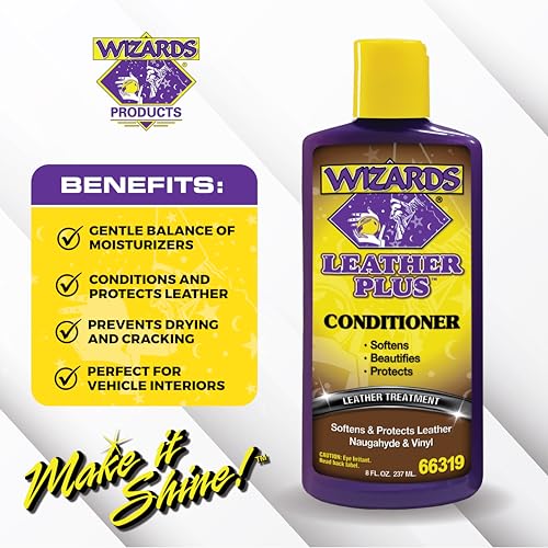 Wizards Leather Plus Leather Conditioner - Moisturizing Car Leather Seat Cleaner and Conditioner - Cleans, Conditions and Protects Leather, Naugahyde and Vinyl Car Accessories - 8 oz - Made in USA - Image 2