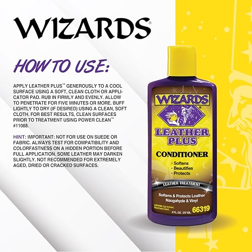 Wizards Leather Plus Leather Conditioner - Moisturizing Car Leather Seat Cleaner and Conditioner - Cleans, Conditions and Protects Leather, Naugahyde and Vinyl Car Accessories - 8 oz - Made in USA - Image 3