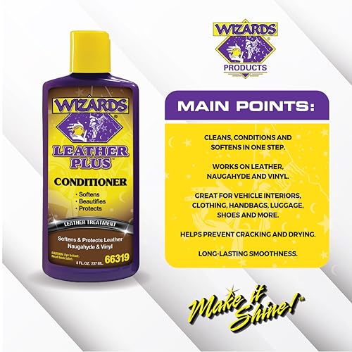 Wizards Leather Plus Leather Conditioner - Moisturizing Car Leather Seat Cleaner and Conditioner - Cleans, Conditions and Protects Leather, Naugahyde and Vinyl Car Accessories - 8 oz - Made in USA - Image 4