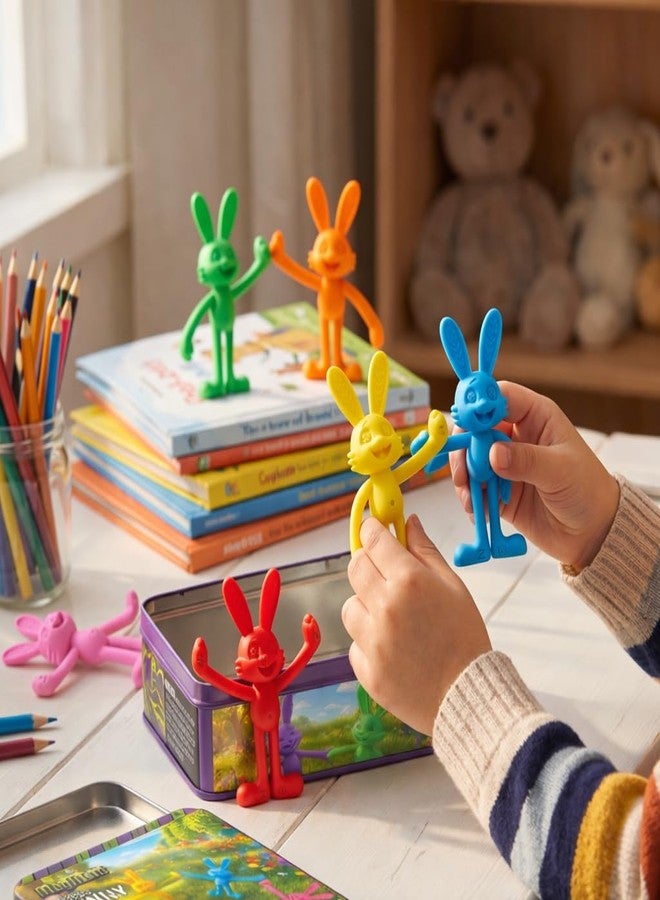 MAGMEN Magnetic Bunny Fidget Toy 6 Pack - Collectible Poseable Figures with Premium Metal Tin | Sensory Travel STEM Toy for Kids Ages 4-8 | Gift for Boys Girls, Easter Basket Stuffers Party Favors - Image 2