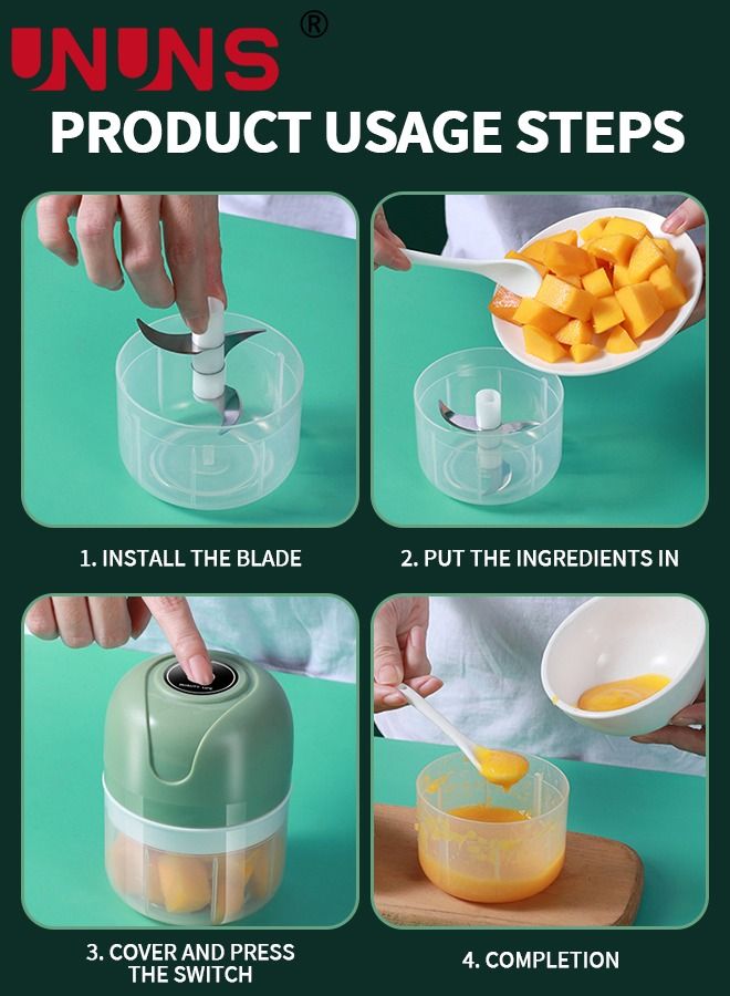 UNUNS Electric Garlic Chopper,Wireless Portable Mini Food Processor With 2 Cups,For Pepper Chili Vegetable Nuts Meat(250ml+100ml) - Image 5