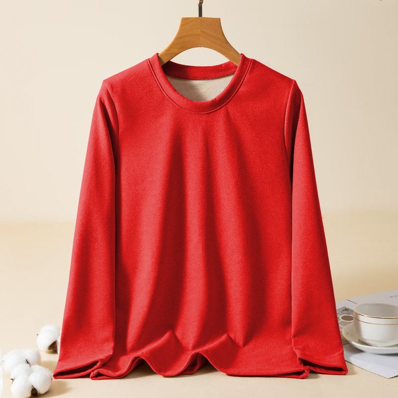Middle-Aged Mom Plus Size Loose De Velvet Top Women'S Fat Sister Winter Fleece-Lined Thick Warm Top - Image 1