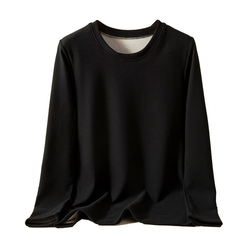 Middle-Aged Mom Plus Size Loose De Velvet Top Women'S Fat Sister Winter Fleece-Lined Thick Warm Top - Image 5
