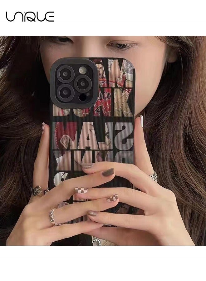 Unique Compatible with iPhone 15 Pro Phone Case, Slam Dunk Phone Case, Anime Character Phone Case - English Graffiti Phone Case - Stylish Handsome Phone Case - TPU Drop Protection - Image 5