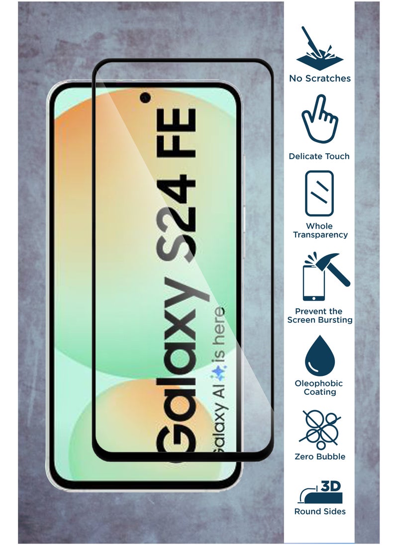 Samsung Galaxy S24 FE 9H Hardness HD Tempered Glass Screen Protector 99% Transparency with device's original screen clarity and brightness