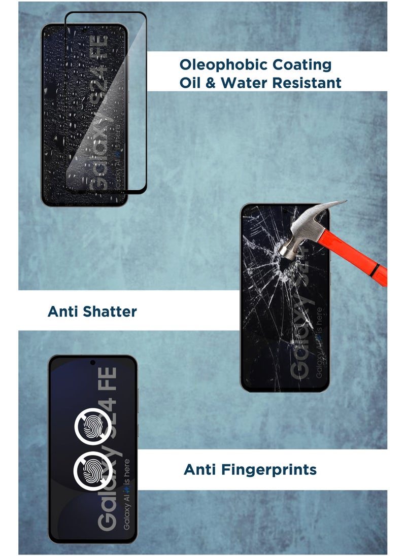 Samsung Galaxy S24 FE 9H Hardness HD Tempered Glass Screen Protector 99% Transparency with device's original screen clarity and brightness